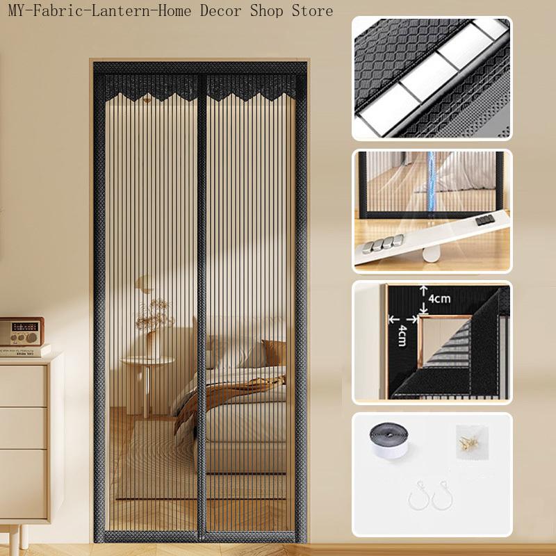 

Strong Magnetic Screen Door Mesh Curtain Mosquito Net Bug Hands Free Partition Mute Striped Door Curtain Bedroom Ventilation 70x200cm