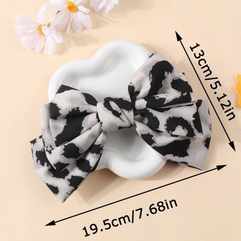 4PCS Elegant Leopard Print Bow Spring Clip Headband Cross-border  Ponytail Clip Fashionable Hair Accessory
