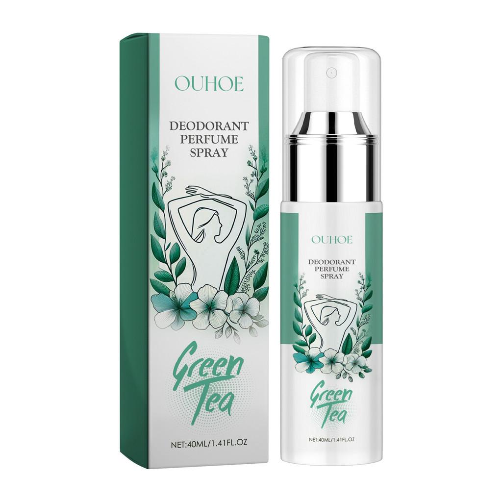 Ouhoe Green Tea Underarm Deodorant Spray For Long Lasting Freshness And Odor Control 40ml Portable Body Care Solution
