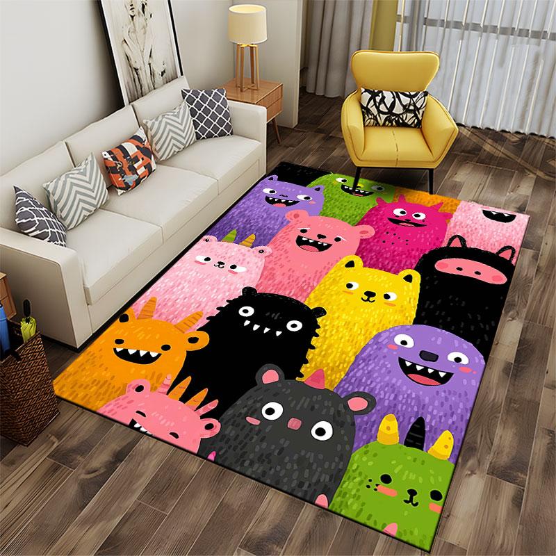 Colorful Cartoon Monster Print suitable as a non-slip mat for the living room or bedroom sofa