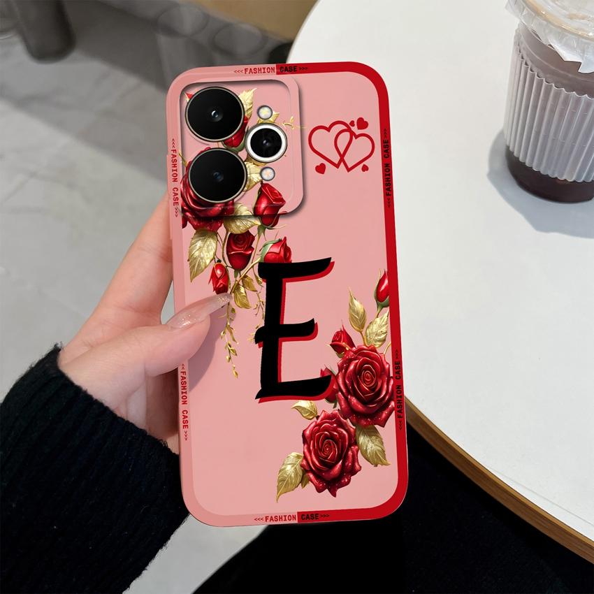 

Протиударний силіконовий чохол для Realme 15 14 13 12 Pro 15T 15X 14T 14X 12X Чохол для телефону З гарним візерунком з троянд та літер Протиковзка задня кришка для корпусу Realme Realme 12 Pro+ 5G