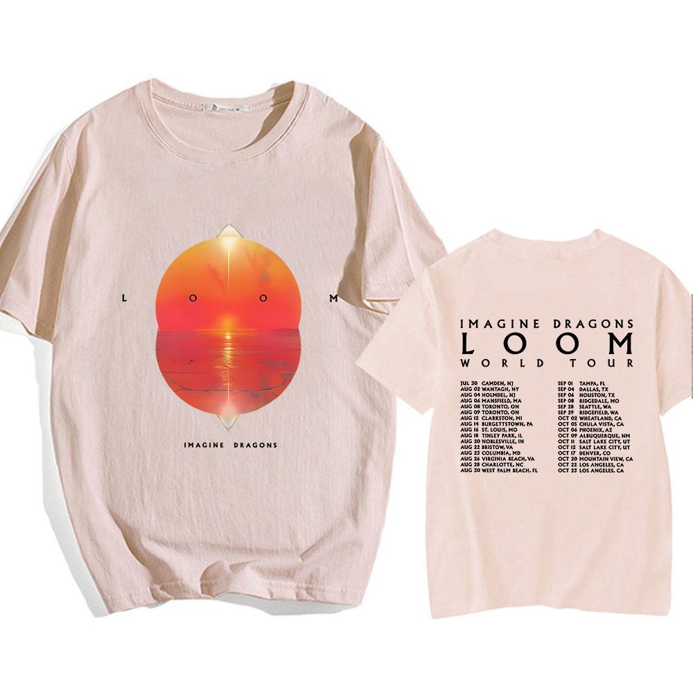 Imagine-Dragons Loom World Tour T-shirt Short Sleeve Round Neck Tee-shirt Hip Hop Graphic Printing Streetwear Tshirts Cotton Tee