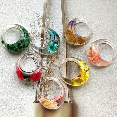 Transparent Resin Ring with Real Flowers Unique Daily Accessory for Women Rings for Women Fashion Ins Y2k Vintage Rings Women
