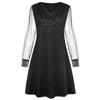 Tooxika Women's Long-sleeved V-neck Sequined Mesh Stitching Pullover Dress Female Sexy Dress