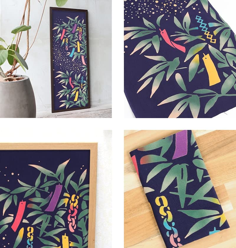 Airashika Japanese Goods Chusen Tenugui Tanzaku 33 X 90cm "Tanabata Color"