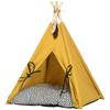 Legowisko dla zwierząt, Uroczy design tipi, z miękką poduszką, Mata podłogowa, dla psów i kotów, 60 x 60 x 76 cm