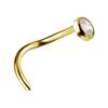 Titanium Nose Ring With White Premium Zirconia - Gold - Tn-007 0.8/6.5/3