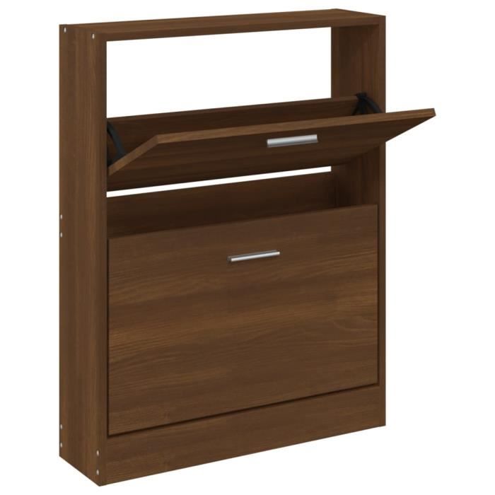 VidaXL Armoire à chaussures Chêne marron 59x17x81 cm Bois d'ingénierie 342541