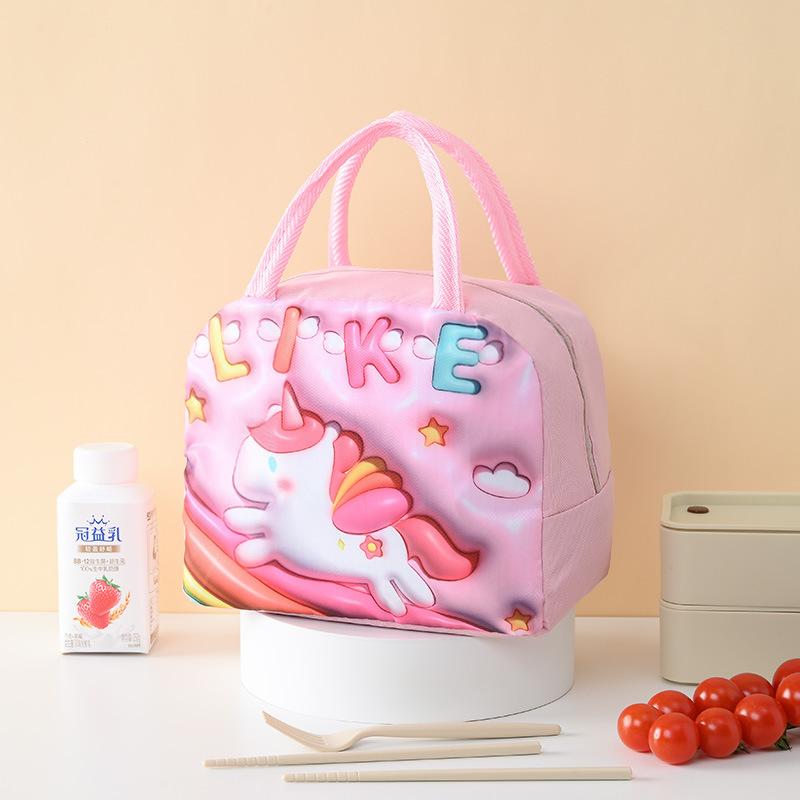 Cute 3d Cartoon Animal Pattern Thermal Lunch Box Cooler Bag Potable Insulated Bento Handbag Waterproof Picnic Food Container Bag