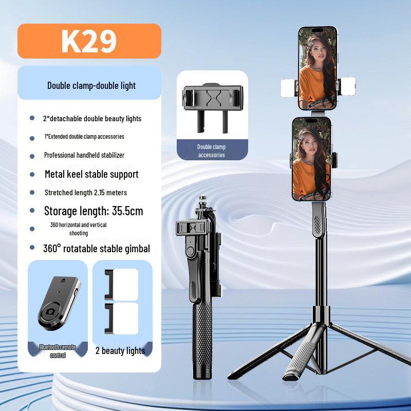 Bluetooth Selfie Stick Tripod with Beauty Fill Light & Remote Control for Live Streaming