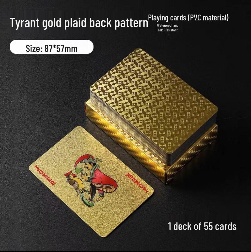 Gyllene Poker PVC Svart Rutnät Guldfolie Spelkort: Vattentät, Skrynkbeständig, Slitstark.
