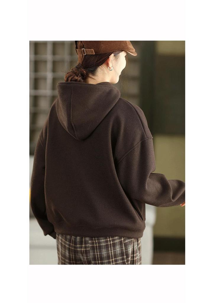2025 Women's Winter Fleece-Lined Cashmere Cotton Hooded Knit Sweatshirt - Warm Casual Pullover