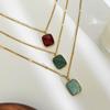 Waterproof Minimalist Square Necklace For Women Girls Fashion Jewelry Stainless Steel Chain Party Accessory
