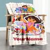 Dora Explorer Customize Text Blanket Multi-purpose Personalized Blanket Ultra-Soft Suitable for Couch Living Room Bedding Home Decor for All Occasions
