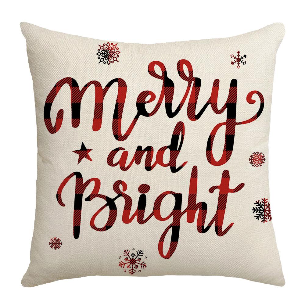 Autumn and Winter Red and Black Checkered Letter Pillow Cover Digitally Printed Pillow Pillow Cover Home Cushion Cover