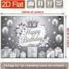 Birthday Party Backdrop Silver Polyester Banner Photo Booth Decoration