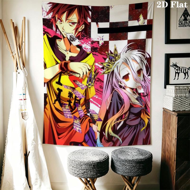 No Game No Life Wall Tapestry Aesthetic Wall Hanging Printed Fabric Blanket Decorative Tapestries for Bedroom Living Room Home Decor