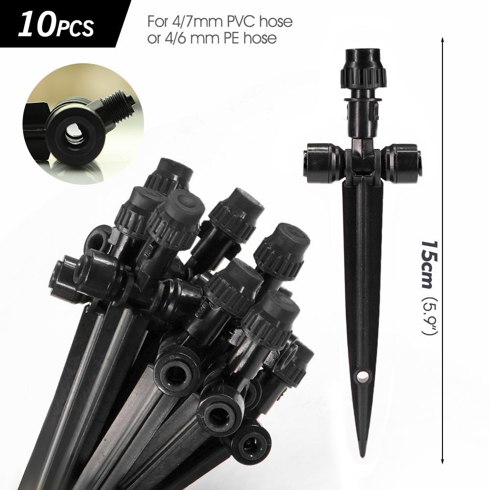 180° Bend Misting Nozzles with Stake Adjustable Sprinkler 1/4" Fine Atomization Sprayer Quick Insert Slip Lock Garden Irrigation