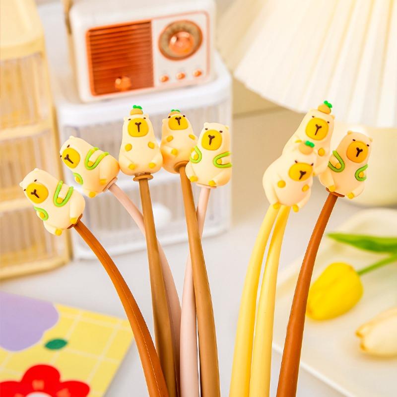 Shake Pen, Student Cartoon Capybara Signature Pen, Cute Silicone Gel Pen for Problem-solving