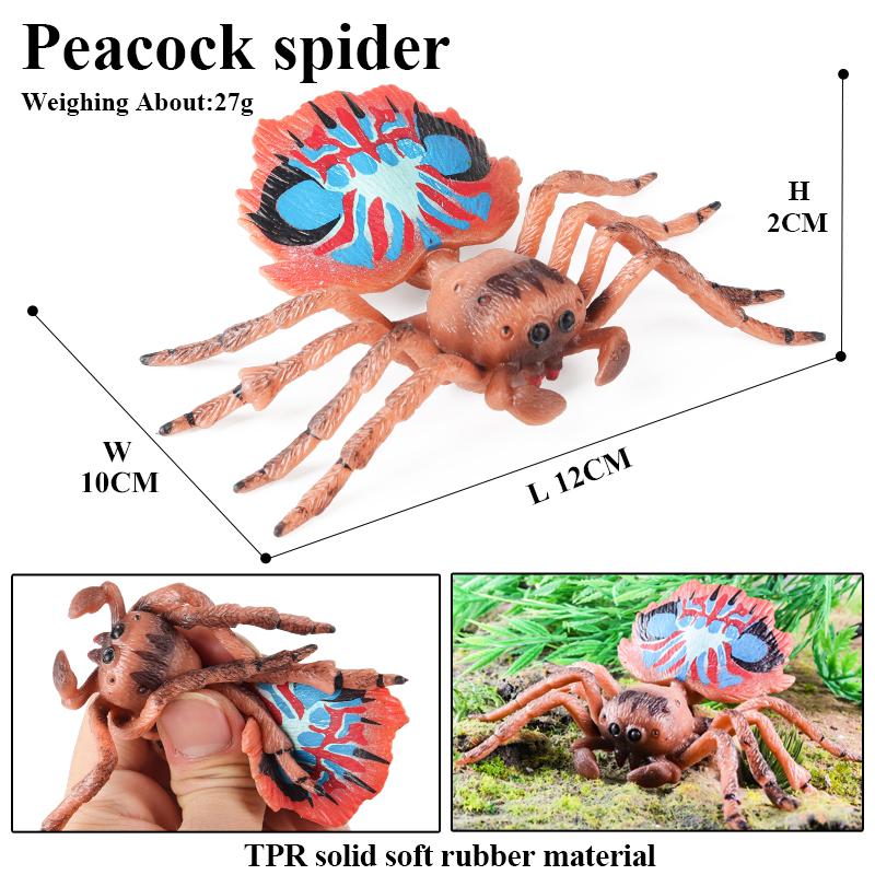 Oenux Wild Insect Animal Model Caterpillar Lizard Spider Gekko Chameleon Action Figures Soft TPR Halloween Trick Toy Kid Gift