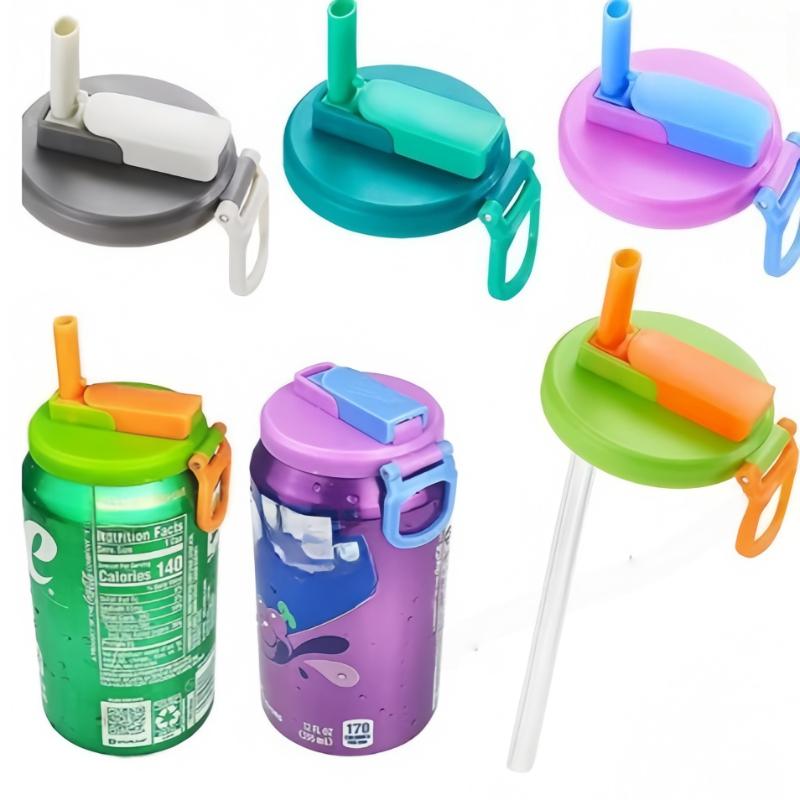1/2pcs Portable Soda Can Lid Silicone Straw Soda Can Lid Reusable Suitable For Canned Beverages Beer Juice Drinking Utensils
