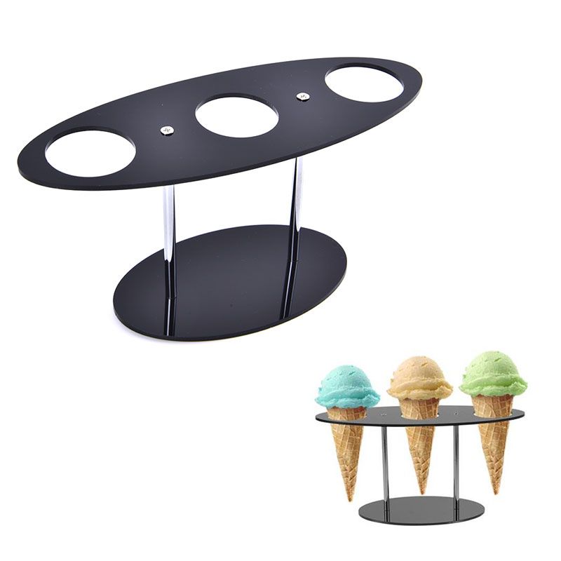3 Holes Reusable Detachable Transparent Acrylic Ice Cream Cone Holder Party Diy