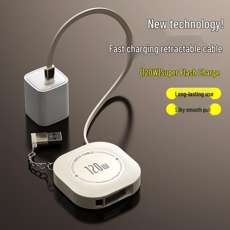 Retractable Dual-Head Fast Charging Cable for Apple & Huawei with Custom Logo