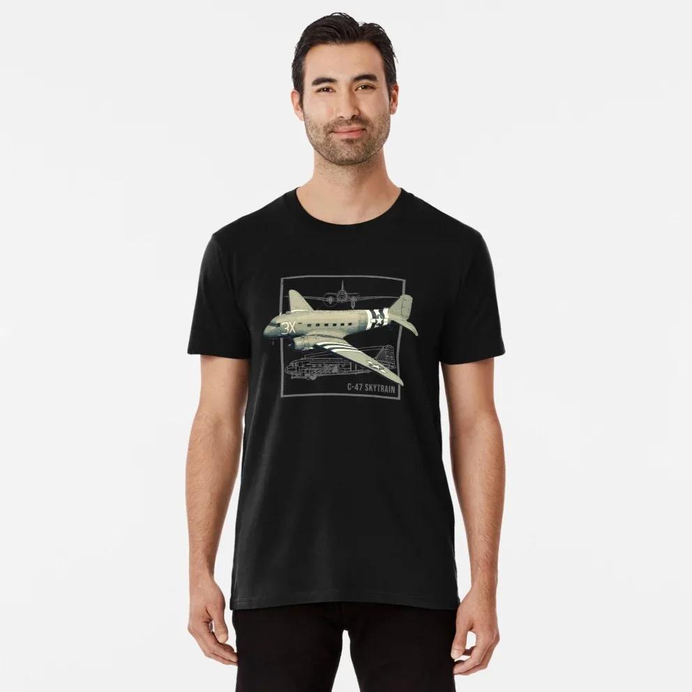 WWII USAF C47 Skytrain Dakota Military Transport Plane T Shirt 100 Cotton Short Sleeve ONeck Casual Tshirt New Size S3XL S