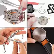 Kit de ferramentas para reparo de abridor de relógio, faca de alavanca, chave de fenda, martelo, conjunto de relojoeiro, acessório de relojoeiro, 212 peças