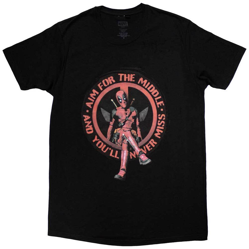

Marvel Comics Deadpool Aim Middle T-Shirt Black New S