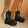 Brand Design Solid Thick Bottom Ankle Boots Women 2025 Autumn Punk Chunky Platform High Heel Booties Fashion Side Zip Boots