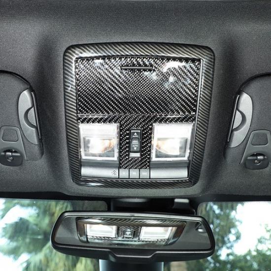 3pcs Roof Reading Light Lamp Cover Trim for Dodge Challenger 2015 + Carbon Fiber