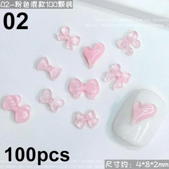 French Ribbons Colorful Resin Cute Bowknot Charm Leopard Print Bow Tie Nail Art Decorations Manicure Tools Accessories Wholesale