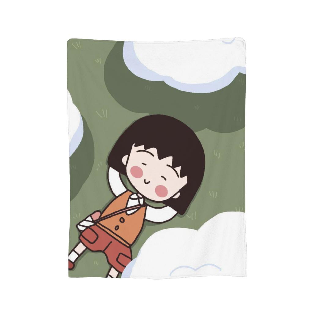 Anime Chibi Maruko Chan Blankets Flannel Spring Autumn Breathable Lightweight Throw Blankets for Sofa Travel Bedspreads