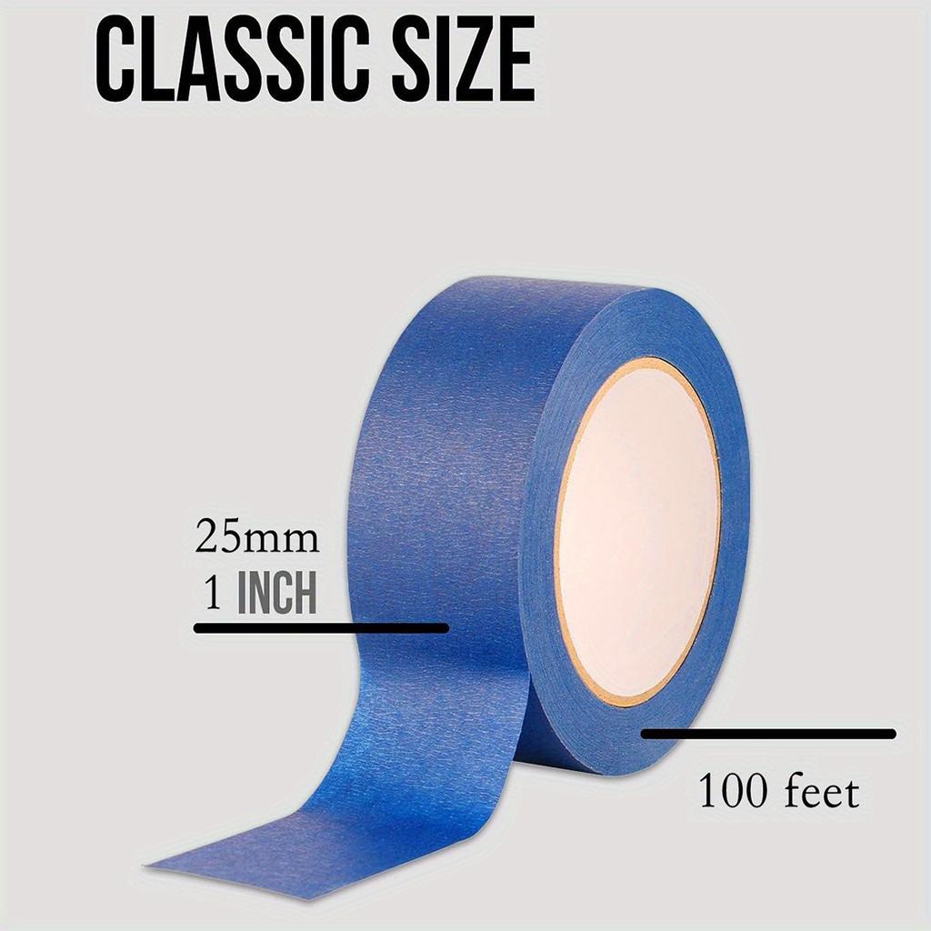 100 Feet * 1in Blue Painters Tape 1 Inch Wide, Bulk Original Blue Masking Tape