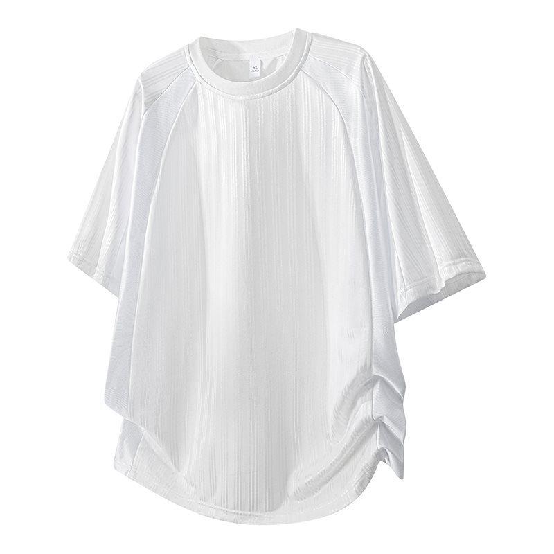 Men s Casual Plain Round Neck T-shirt: Breathable, Skin-Friendly, High-Quality Short-Sleeve Top for Summer. Large белый
