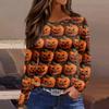 Mote Casual Langermet Trykk Rund Hals Pullover Topp Bluse for Kvinner