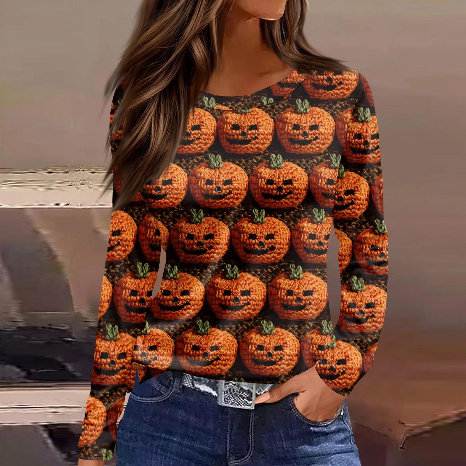

Женская модная повседневная блузка с длинным рукавом и круглым вырезом, пуловер с принтом XL