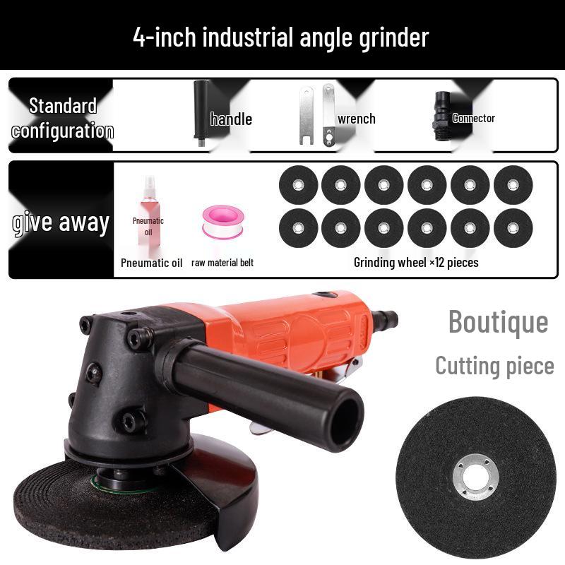 4" Pneumatic Angle Grinder, 5" Industrial-Grade Multipurpose Air-Powered Polisher & Cutter.
