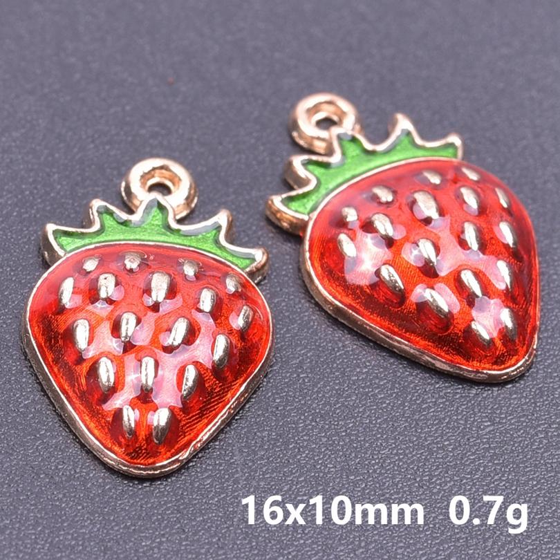 

10pcs/Lot 3D Enamel Strawberry Charms For Jewelry Making Supplies Oil Drop Fruit Pendants Charm DIY Earrings Bracelets Keychain