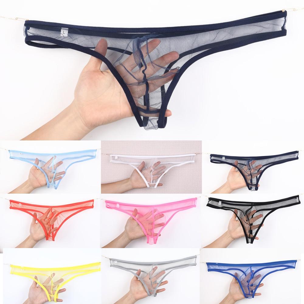 Pánské kalhotky s nízkým pasem Mesh Pouch Průhledná tanga