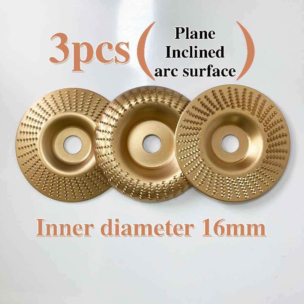 3er Set Holz Schnitzscheiben, 3,9 Zoll Schleifscheibe zum Schleifen und Formen, Goldene Holzformungsscheibe Schleifscheibenaufsätze