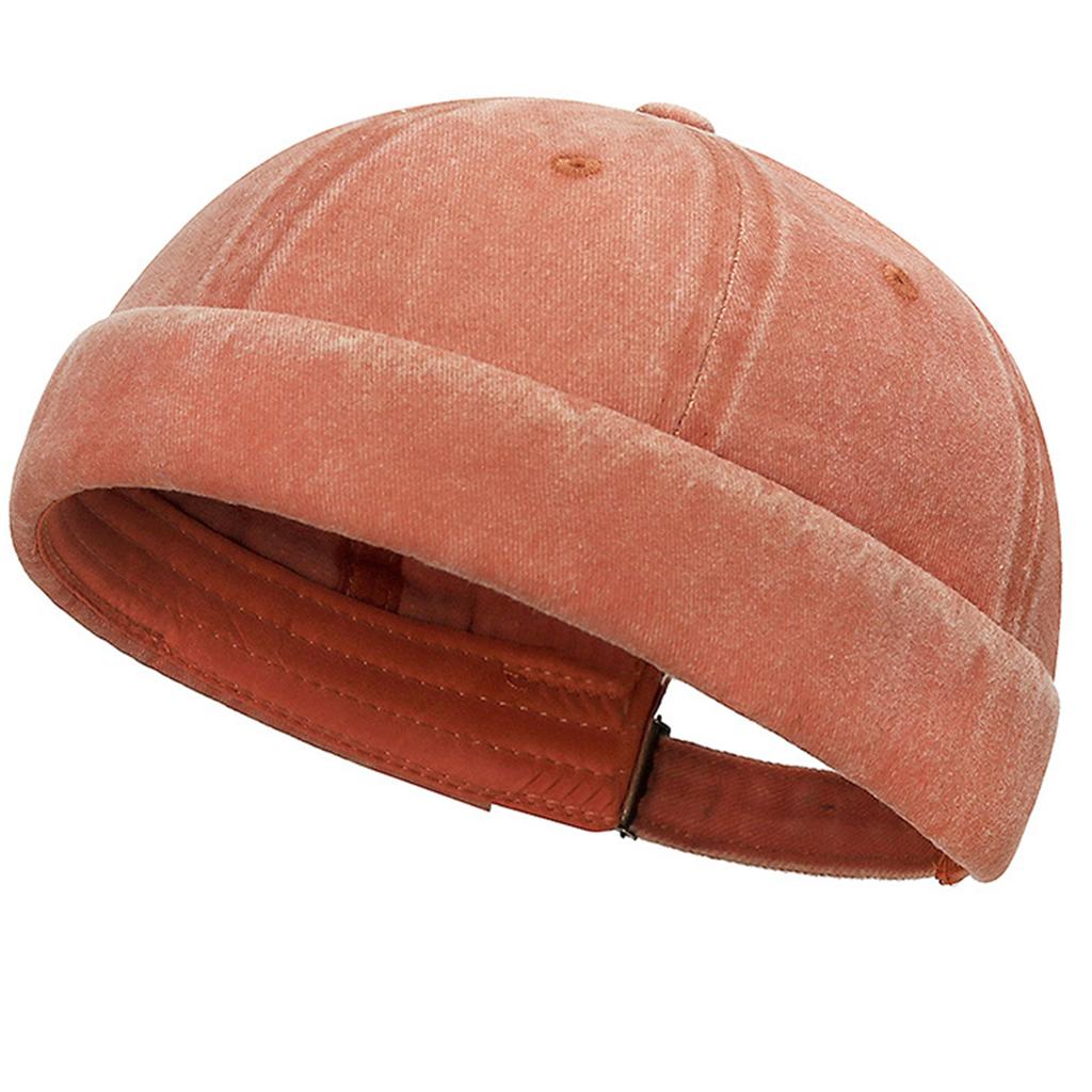 Hip Hop Hat Rolled-Cuff Harbour Hat Distressed Brimless Skull Hat Adjustable Washed Casual Hat for Outdoor Photo Props