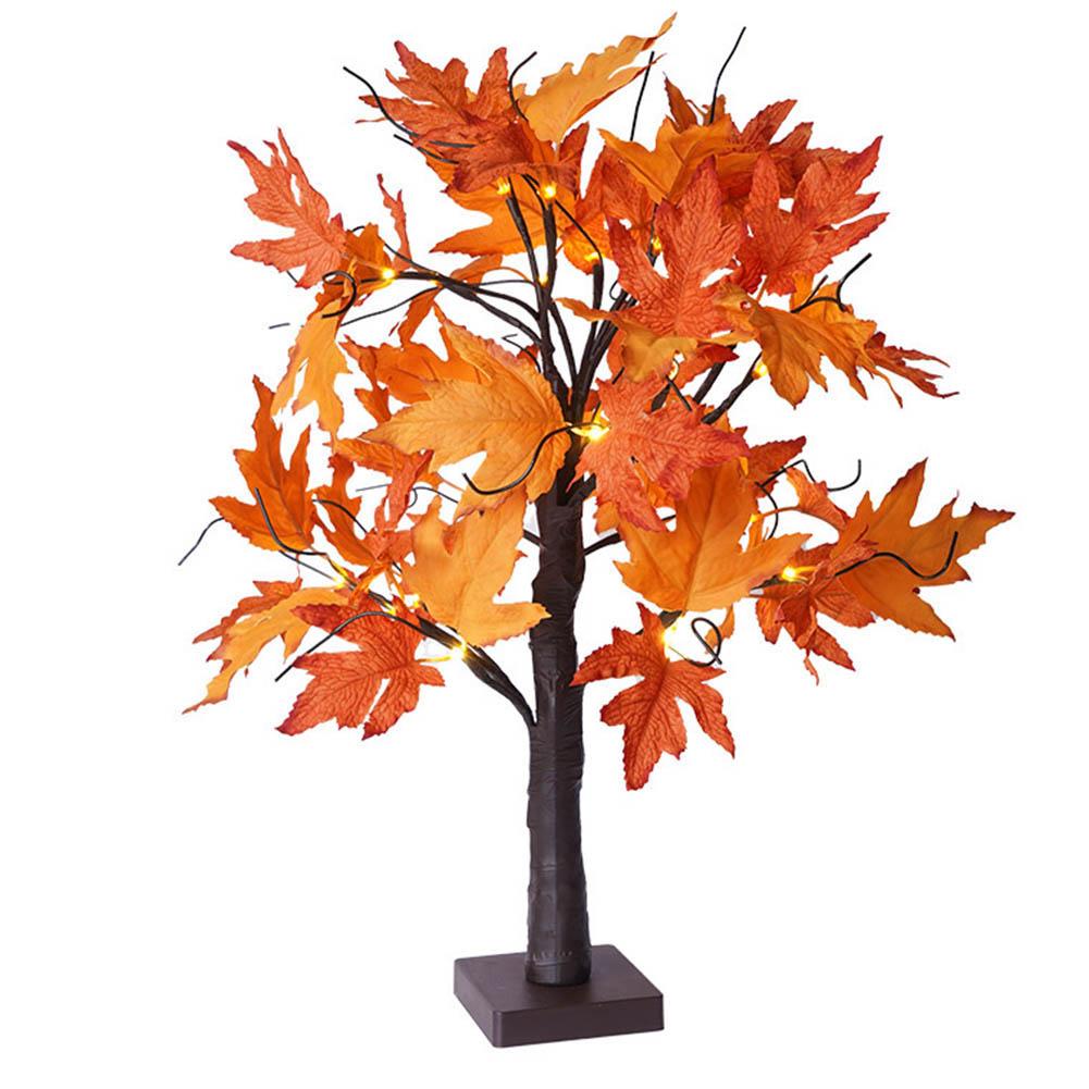 LED Maple Leaf Tree Night Light USB&Battery 24 LED Maple Leaf LED Lantern Glittered Tree Lights for Thanksgiving Day Party Decor