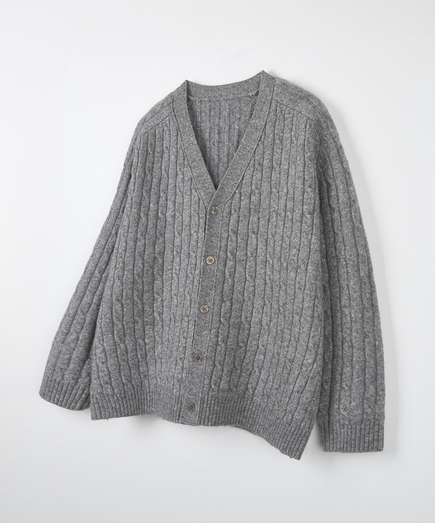 Nodu Cable Saddle Crop Cardigan [Gray]