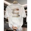 European Sizes Heavy Pure  Trendy Brand Printed Short-sleeved T-shirt Men's Summer New Large-size Versatile Casual Top
