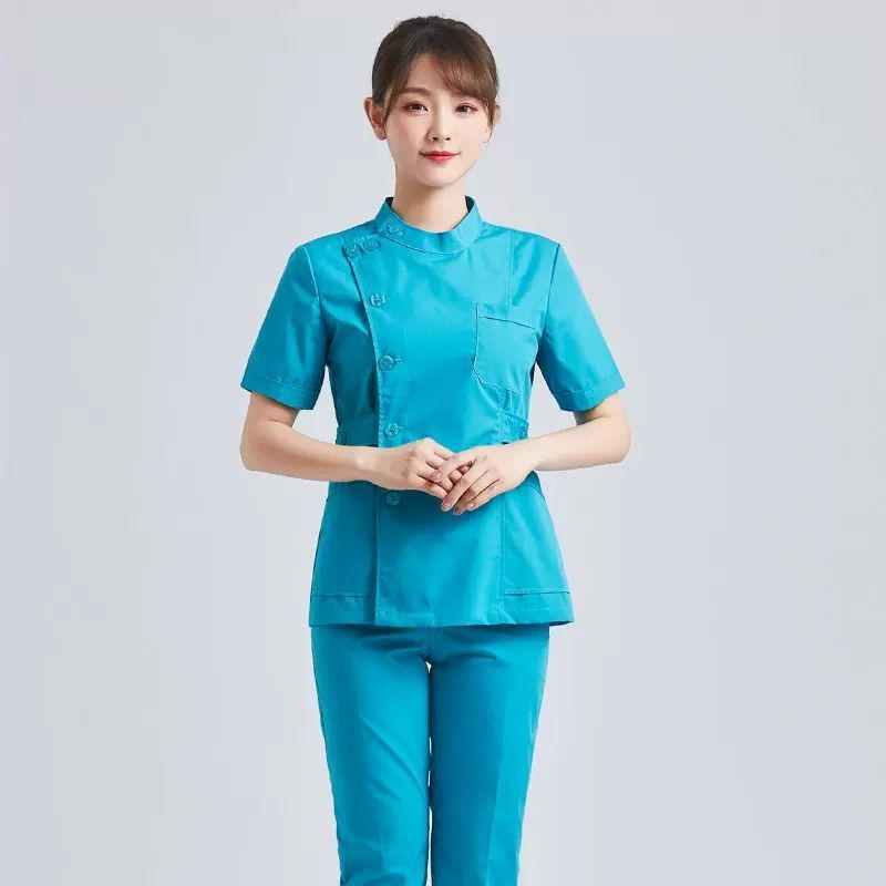 Navy Blue Long Sleeve Nurse Uniform Set for Spring & Autumn - Dental, Beauty Salon, Medical Use