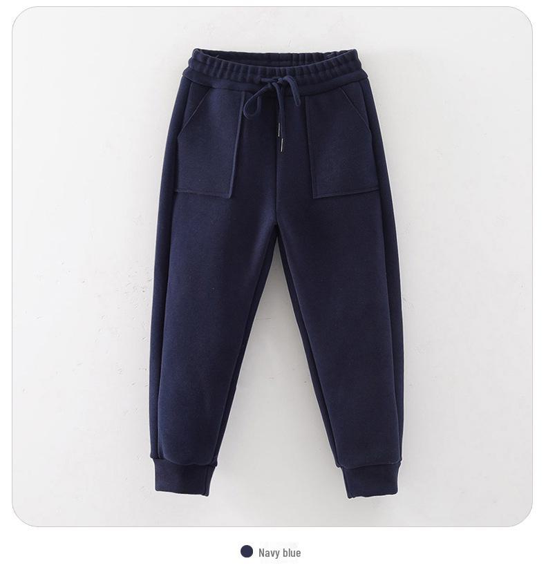 Kids' Seven-Level Windproof Velvet Sweatpants - Korean Style for Autumn/Winter