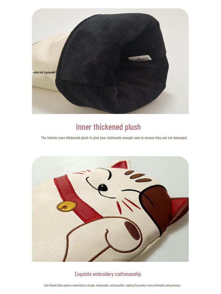 Maneki Neko Sada obalů na golfové dřevo: Vodotěsné PU kryty pro 1, 3/5 dřeva, UT hole - 3/4 kusy