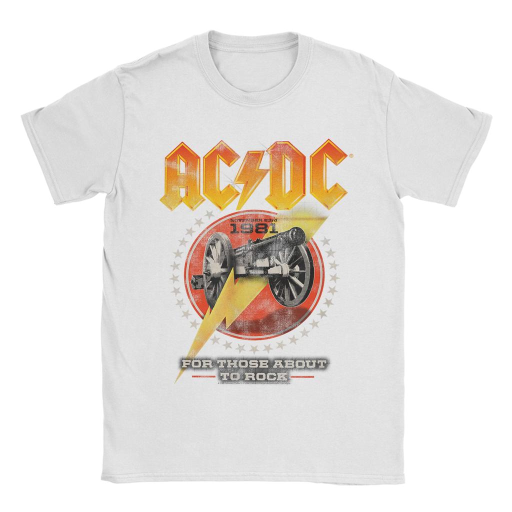 Męski T-shirt AC-DC Zespół Muzyki Rockowej Dla Tych, Którzy Mają Rockować 1981 Śmieszny T-shirt z Czystej Bawełny T-shirt z Okrągłym Dekoltem Ubrania z Nadrukiem